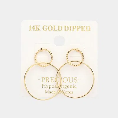 Fashnzfab 14k Gold Dipped Double Open Metal Circle Link Earrings - Gold