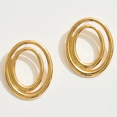 Fashnzfab 14k Gold Dipped Double Oval Earrings - Gold