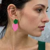 Fashnzfab 14k Gold Dipped Enamel Oval Link Drop Earrings - Gold, Pink & Green In Pink