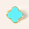 Fashnzfab 14k Gold Dipped Enamel Quatrefoil Ring In Multi