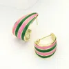 Fashnzfab 14k Gold Dipped Enamel Vibrant Wave Stripe Hoop Earrings In Multi