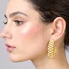 Fashnzfab 14k Gold Dipped Geometric Chain Link Hoop Earrings - Gold In Gold