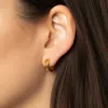 Fashnzfab 14k Gold Dipped Geometric Pattern Huggie Hoop Earrings In Gold