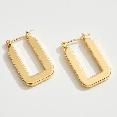 Fashnzfab 14k Gold Dipped Geometric Square Pin Catch Hoop Earrings - Gold