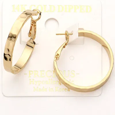Fashnzfab 14k Gold Dipped Hammered Metal Hoop Earrings - Gold