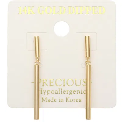 Fashnzfab 14k Gold Dipped Hypoallergenic Bar Dangle Earrings