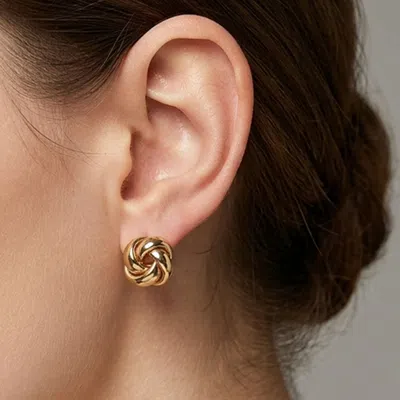 Fashnzfab 14k Gold Dipped Hypoallergenic Classic Knot Mini Stud Earrings In Neutral