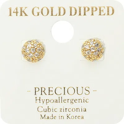 Fashnzfab 14k Gold Dipped Hypoallergenic Cz Pave Round Stud Earrings