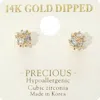 Fashnzfab 14k Gold Dipped Hypoallergenic Cz Stone Embellished Mini Cube Stud Earrings In Gold