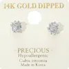 Fashnzfab 14k Gold Dipped Hypoallergenic Cz Stone Embellished Mini Cube Stud Earrings In Metallic