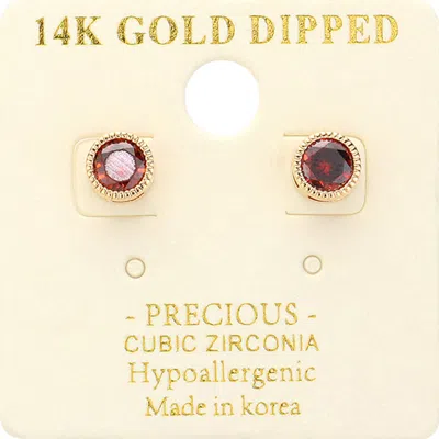 Fashnzfab 14k Gold Dipped Hypoallergenic Cz Stone Stud Earrings In Multi