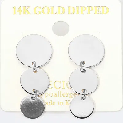 Fashnzfab 14k Gold Dipped Hypoallergenic Disc Plate Link Drop Earrings In Silver