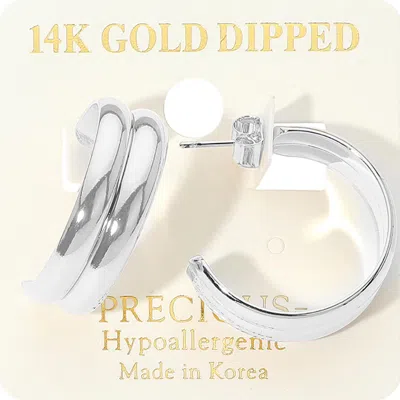 Fashnzfab 14k Gold Dipped Hypoallergenic Double Hoop Earrings In Multi
