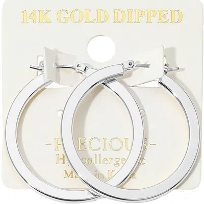 Fashnzfab 14k Gold Dipped Hypoallergenic Flat Pin Catch Hoop Earrings In Multi