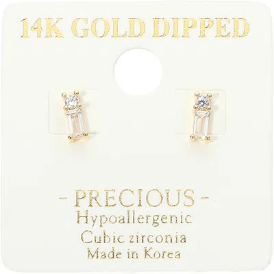 Fashnzfab 14k Gold Dipped Hypoallergenic Geometric Cz Mini Stud Earrings