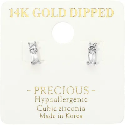 Fashnzfab 14k Gold Dipped Hypoallergenic Geometric Cz Mini Stud Earrings In Multi