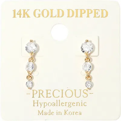 Fashnzfab 14k Gold Dipped Hypoallergenic Graduated Stone Link Drop Earrings