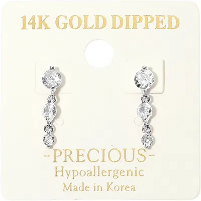 Fashnzfab 14k Gold Dipped Hypoallergenic Graduated Stone Link Drop Earrings In Multi