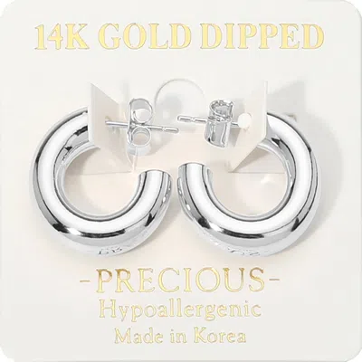 Fashnzfab 14k Gold Dipped Hypoallergenic Hoop Earrings - Rhodium In Multi