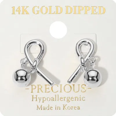 Fashnzfab 14k Gold Dipped Hypoallergenic Knot Ball Dangle Earrings In Multi