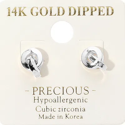 Fashnzfab 14k Gold Dipped Hypoallergenic Knot Stud Earrings In Silver