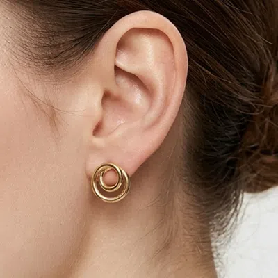 Fashnzfab 14k Gold Dipped Hypoallergenic Layered Circle Mini Stud Earrings In Neutral