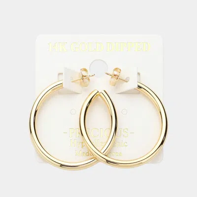 Fashnzfab 14k Gold Dipped Hypoallergenic Metal Hoop Earrings 1.3" X 1.3"