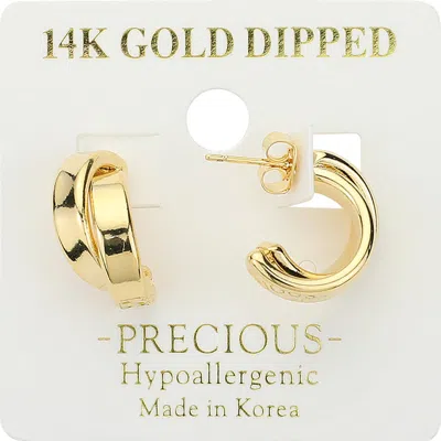 Fashnzfab 14k Gold Dipped Hypoallergenic Mini Crisscross Hoop Earrings