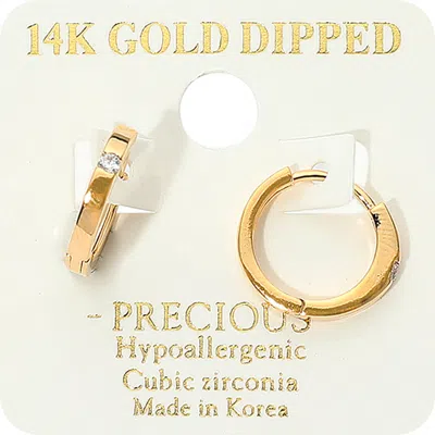 Fashnzfab 14k Gold Dipped Hypoallergenic Minimalist Cz Accent Mini Huggie Hoop Earrings