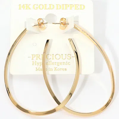 Fashnzfab 14k Gold Dipped Hypoallergenic Open Oval Hoop Earrings