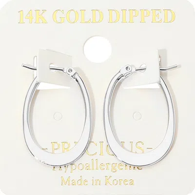 Fashnzfab 14k Gold Dipped Hypoallergenic Oval Pin Catch Hoop Earring In Multi