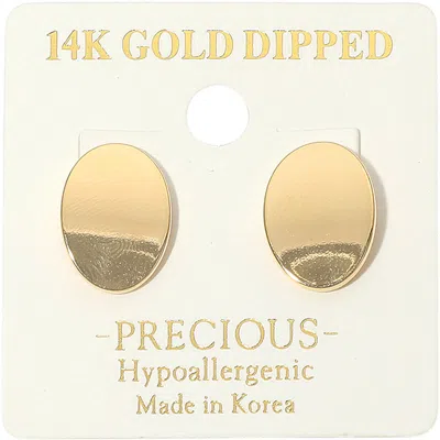 Fashnzfab 14k Gold Dipped Hypoallergenic Oval Stud Earrings 0.5" X 0.7"