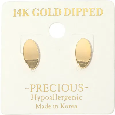 Fashnzfab 14k Gold Dipped Hypoallergenic Oval Stud Earrings