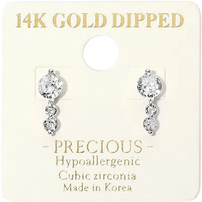 Fashnzfab 14k Gold Dipped Hypoallergenic Round Cz Stone Link Drop Earrings In Multi
