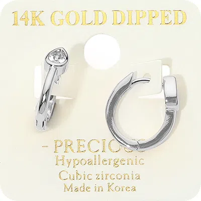 Fashnzfab 14k Gold Dipped Hypoallergenic Teardrop Cz Bezel Accent Huggie Hoop Earrings In Multi