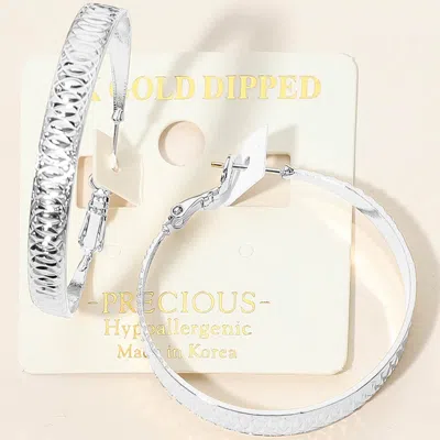 Fashnzfab 14k Gold Dipped Hypoallergenic Textured Hoop Earrings In Multi