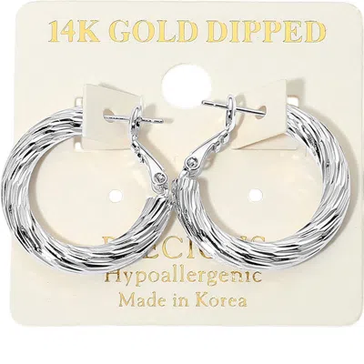 Fashnzfab 14k Gold Dipped Hypoallergenic Textured Hoop Earrings In Multi
