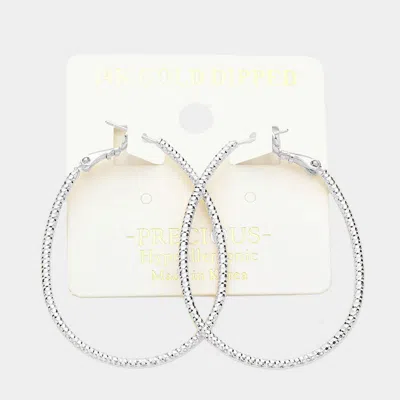 Fashnzfab 14k Gold Dipped Hypoallergenic Textured Metal Oval Hoop Earrings In Transparent
