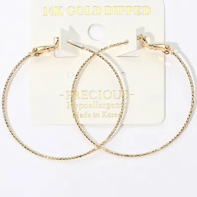 Fashnzfab 14k Gold Dipped Hypoallergenic Textured Skinny Hoop Earrings