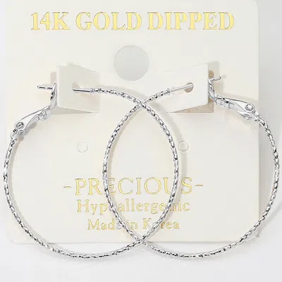 Fashnzfab 14k Gold Dipped Hypoallergenic Textured Skinny Hoop Earrings In Multi