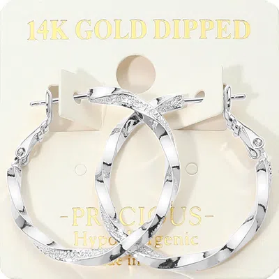 Fashnzfab 14k Gold Dipped Hypoallergenic Textured Twisted Hoop Earrings In Metallic