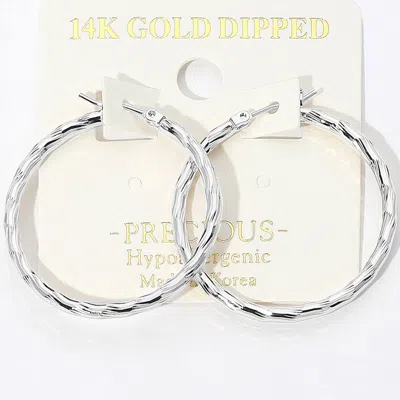 Fashnzfab 14k Gold Dipped Hypoallergenic Twisted Hoop Pin Catch Earrings In Metallic