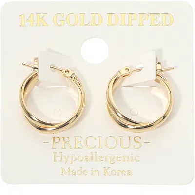 Fashnzfab 14k Gold Dipped Hypoallergenic Twisted Mini Pin Catch Hoop Earrings