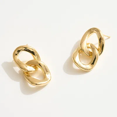 Fashnzfab 14k Gold Dipped Interlocking Oval Link Drop Earrings