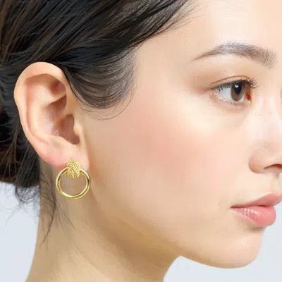 Fashnzfab 14k Gold Dipped Knot Open Ring Earrings - Gold