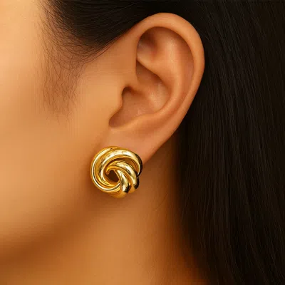 Fashnzfab 14k Gold Dipped Love Knot Stud Earrings