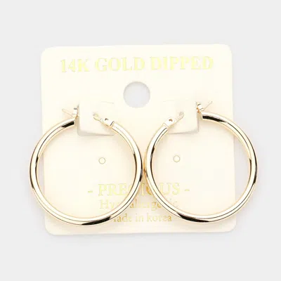 Fashnzfab 14k Gold Dipped Metal Hoop Pin Catch Earrings 1.2" L