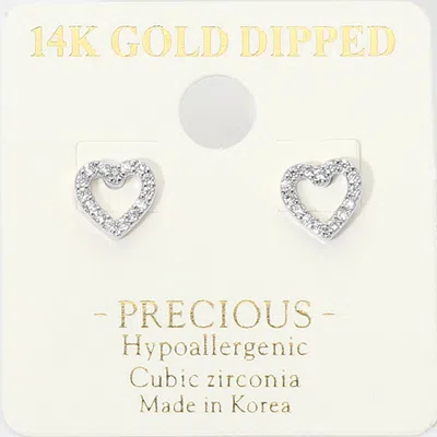Fashnzfab 14k Gold Dipped Mini Cz Heart Stud Earrings In Multi