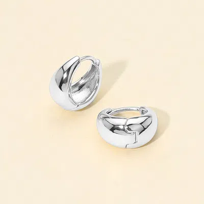 Fashnzfab 14k Gold Dipped Mini Teardrop Huggie Hoop Earrings In Silver