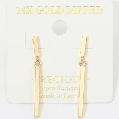 Fashnzfab 14k Gold Dipped Minimalist Bar Drop Earrings In Silver